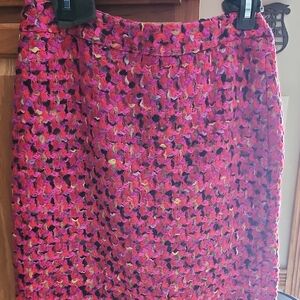 Kate Spade Vibrant Pink and Black Wool Blend Pencil Skirt Size 10